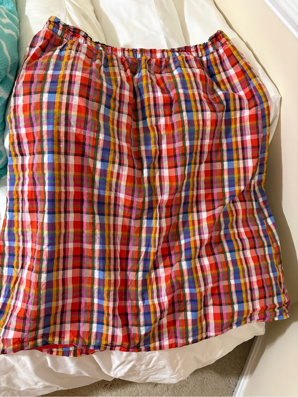 Ann Taylor Factory Multicolor Plaid Elastic-Waist Skirt
